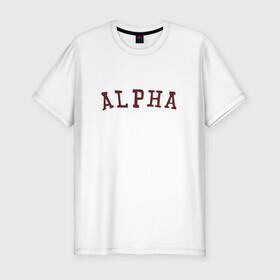 Мужская футболка хлопок Slim с принтом ALPHA в Кировске, 92% хлопок, 8% лайкра | приталенный силуэт, круглый вырез ворота, длина до линии бедра, короткий рукав | alpha | альфа | кб | клуб романтики | макс | оборотень