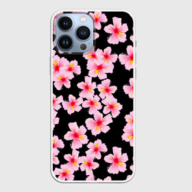 Чехол для iPhone 13 Pro Max с принтом Цветы желаний в Кировске,  |  | flowers | pattern | pink | бутоны | ветки | вишня | восток | восточные | гибискусы | девушкам | лепестки | летние | паттерн | природа | растения | розовыецветы | ромашки | сакура | тропики | узоры | цветочки