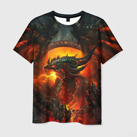 Мужская футболка 3D с принтом Огненный Дракон  в Кировске, 100% полиэфир | прямой крой, круглый вырез горловины, длина до линии бедер | drag | dragon | арт | динамическое | динозавр | дракон | красивое | фантастика