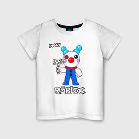 Детская футболка хлопок с принтом Свинка Пигги из Roblox в Кировске, 100% хлопок | круглый вырез горловины, полуприлегающий силуэт, длина до линии бедер | pig | piggi | roblox | svinka | игра | пигги
