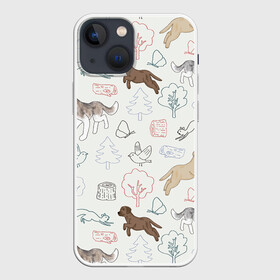 Чехол для iPhone 13 mini с принтом Рисунок домашних любимцев в Кировске,  |  | арт | бабочка | бабочки | дерево | деревья | карандаш | кошка | кошки | птица | птицы | рисунок | рисунок карандашом | собака | собаки