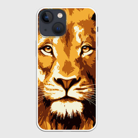 Чехол для iPhone 13 mini с принтом Взгляд льва в Кировске,  |  | арт | грива | деко | жедтая | животные | закат | зверей | золото | кошка | лев | лето | львенок | неоновая | очки | пляж | прайд | разноцветная | солнце | тигр | узоры | царь | яркие