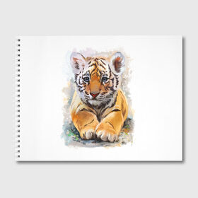 Альбом для рисования с принтом Tiger Art в Кировске, 100% бумага
 | матовая бумага, плотность 200 мг. | art | blue | dinamic picture | lion | tiger | white | арт | животные | картинка | лев | рисунок | тигр