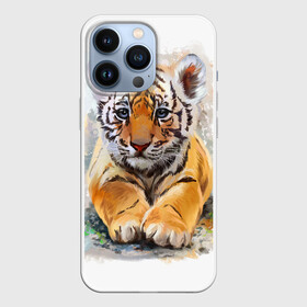 Чехол для iPhone 13 Pro с принтом Tiger Art в Кировске,  |  | art | blue | dinamic picture | lion | tiger | white | арт | животные | картинка | лев | рисунок | тигр