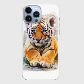 Чехол для iPhone 13 Pro Max с принтом Tiger Art в Кировске,  |  | art | blue | dinamic picture | lion | tiger | white | арт | животные | картинка | лев | рисунок | тигр