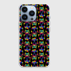 Чехол для iPhone 13 Pro с принтом Pattern в Кировске,  |  | Тематика изображения на принте: jaw | neon | pattern | skull | teeth | vanguard | авангард | зубы | неон | пасть | узор | череп