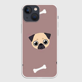 Чехол для iPhone 13 mini с принтом Мопсины мордашки в Кировске,  |  | Тематика изображения на принте: арт | мопс | мопсы | морды | рисунок | собака | собаки