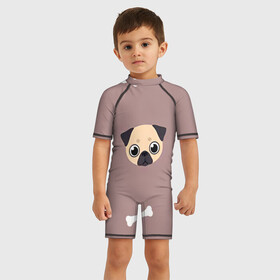 Детский купальный костюм 3D с принтом Мопсины мордашки в Кировске, Полиэстер 85%, Спандекс 15% | застежка на молнии на спине | арт | мопс | мопсы | морды | рисунок | собака | собаки