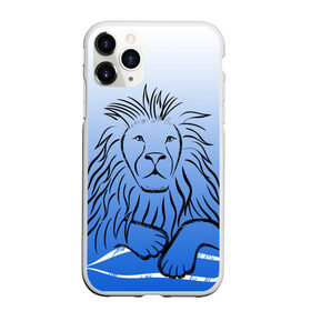 Чехол для iPhone 11 Pro Max матовый с принтом MY KINGDOM в Кировске, Силикон |  | lion | градиент | контурный рисунок | лев | лев по гороскопу | на синем фоне | подарить льву