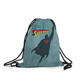 Рюкзак-мешок 3D с принтом Is it a bird? в Кировске, 100% полиэстер | плотность ткани — 200 г/м2, размер — 35 х 45 см; лямки — толстые шнурки, застежка на шнуровке, без карманов и подкладки | man | steel | superman | vdzajul | супермен | супермэн