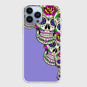 Чехол для iPhone 13 Pro Max с принтом Calavera 2 в Кировске,  |  | Тематика изображения на принте: color | краски | мексиканский | череп