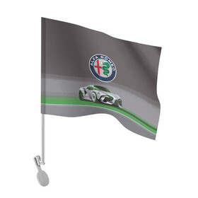 Флаг для автомобиля с принтом Alfa Romeo motorsport в Кировске, 100% полиэстер | Размер: 30*21 см | alfa romeo | car | italy | motorsport | prestige | автоспорт | альфа ромео | италия | престиж