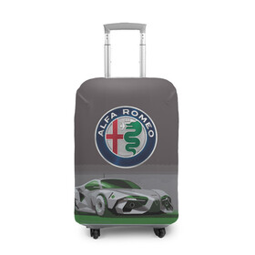 Чехол для чемодана 3D с принтом Alfa Romeo motorsport в Кировске, 86% полиэфир, 14% спандекс | двустороннее нанесение принта, прорези для ручек и колес | Тематика изображения на принте: alfa romeo | car | italy | motorsport | prestige | автоспорт | альфа ромео | италия | престиж