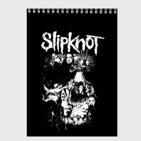 Скетчбук с принтом Slipknot в Кировске, 100% бумага
 | 48 листов, плотность листов — 100 г/м2, плотность картонной обложки — 250 г/м2. Листы скреплены сверху удобной пружинной спиралью | corey taylor | rock | slipknot | кори тейлор | рок | слипкнот