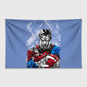 Флаг-баннер с принтом S U P E R M A N в Кировске, 100% полиэстер | размер 67 х 109 см, плотность ткани — 95 г/м2; по краям флага есть четыре люверса для крепления | man | steel | superman | vdzajul | супермен | супермэн