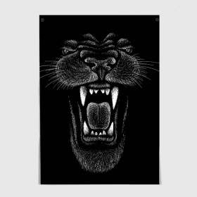 Постер с принтом Черная пантера в Кировске, 100% бумага
 | бумага, плотность 150 мг. Матовая, но за счет высокого коэффициента гладкости имеет небольшой блеск и дает на свету блики, но в отличии от глянцевой бумаги не покрыта лаком | big | black | cat | danger | jungle | king | leopard | panter | panther | picture | большая | большой | джунглей | джунгли | зубы | король | кот | кошка | леопард | мелками | опасная | опасный | охотник | пантера | пасть | рисунок | хищник | 