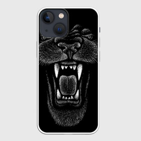 Чехол для iPhone 13 mini с принтом Черная пантера в Кировске,  |  | big | black | cat | danger | jungle | king | leopard | panter | panther | picture | большая | большой | джунглей | джунгли | зубы | король | кот | кошка | леопард | мелками | опасная | опасный | охотник | пантера | пасть | рисунок | хищник | 