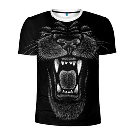 Мужская футболка 3D спортивная с принтом Черная пантера в Кировске, 100% полиэстер с улучшенными характеристиками | приталенный силуэт, круглая горловина, широкие плечи, сужается к линии бедра | Тематика изображения на принте: big | black | cat | danger | jungle | king | leopard | panter | panther | picture | большая | большой | джунглей | джунгли | зубы | король | кот | кошка | леопард | мелками | опасная | опасный | охотник | пантера | пасть | рисунок | хищник | 