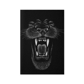 Обложка для паспорта матовая кожа с принтом Черная пантера в Кировске, натуральная матовая кожа | размер 19,3 х 13,7 см; прозрачные пластиковые крепления | Тематика изображения на принте: big | black | cat | danger | jungle | king | leopard | panter | panther | picture | большая | большой | джунглей | джунгли | зубы | король | кот | кошка | леопард | мелками | опасная | опасный | охотник | пантера | пасть | рисунок | хищник | 