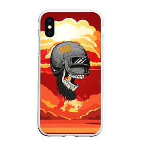 Чехол для iPhone XS Max матовый с принтом PUBG Skull в Кировске, Силикон | Область печати: задняя сторона чехла, без боковых панелей | Тематика изображения на принте: action | battle | battleground | battlegrounds | chicken dinner | game | games | mmo | player | pubg | royal | royale | skull | spetcnaz | spetsnaz | steam | unknown | батл | баттл | в шлеме | игра | онлайн | роял | рояле | спецназ | спецназа | 