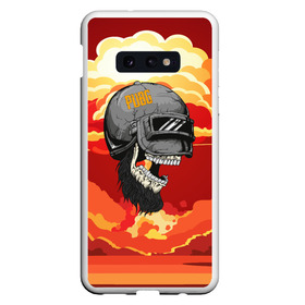 Чехол для Samsung S10E с принтом PUBG Skull в Кировске, Силикон | Область печати: задняя сторона чехла, без боковых панелей | Тематика изображения на принте: action | battle | battleground | battlegrounds | chicken dinner | game | games | mmo | player | pubg | royal | royale | skull | spetcnaz | spetsnaz | steam | unknown | батл | баттл | в шлеме | игра | онлайн | роял | рояле | спецназ | спецназа | 