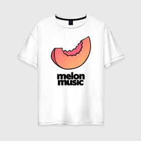Женская футболка хлопок Oversize с принтом MELON MUSIC в Кировске, 100% хлопок | свободный крой, круглый ворот, спущенный рукав, длина до линии бедер
 | mayot | melon | music | seemee | yungway | вэй | дыни | майот | мелон | мьюзик | сими | янг | янгвэй