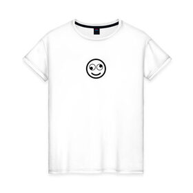 Женская футболка хлопок с принтом SMILE в Кировске, 100% хлопок | прямой крой, круглый вырез горловины, длина до линии бедер, слегка спущенное плечо | майка | майка смайлик | смайл | смайлик | топ