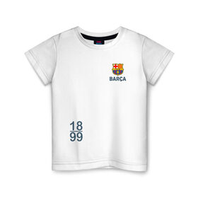 Детская футболка хлопок с принтом FC Barcelona | 18/99 (2021) в Кировске, 100% хлопок | круглый вырез горловины, полуприлегающий силуэт, длина до линии бедер | 0x000000123 | barca | barcelona | fcb | messi | барса | барселона | месси | фкб