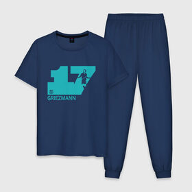 Мужская пижама хлопок с принтом FC Barcelona | Griezmann Number 17 (2021) в Кировске, 100% хлопок | брюки и футболка прямого кроя, без карманов, на брюках мягкая резинка на поясе и по низу штанин
 | 