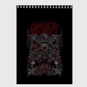 Скетчбук с принтом Slayer в Кировске, 100% бумага
 | 48 листов, плотность листов — 100 г/м2, плотность картонной обложки — 250 г/м2. Листы скреплены сверху удобной пружинной спиралью | kerry king | musical group | repentless | slayer | tom araya | метал | том арайа | трэш