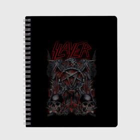 Тетрадь с принтом Slayer в Кировске, 100% бумага | 48 листов, плотность листов — 60 г/м2, плотность картонной обложки — 250 г/м2. Листы скреплены сбоку удобной пружинной спиралью. Уголки страниц и обложки скругленные. Цвет линий — светло-серый
 | kerry king | musical group | repentless | slayer | tom araya | метал | том арайа | трэш