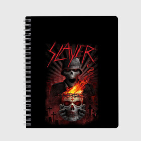 Тетрадь с принтом Slayer в Кировске, 100% бумага | 48 листов, плотность листов — 60 г/м2, плотность картонной обложки — 250 г/м2. Листы скреплены сбоку удобной пружинной спиралью. Уголки страниц и обложки скругленные. Цвет линий — светло-серый
 | kerry king | musical group | repentless | slayer | tom araya | метал | том арайа | трэш