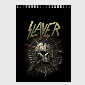 Скетчбук с принтом Slayer в Кировске, 100% бумага
 | 48 листов, плотность листов — 100 г/м2, плотность картонной обложки — 250 г/м2. Листы скреплены сверху удобной пружинной спиралью | kerry king | musical group | repentless | slayer | tom araya | метал | том арайа | трэш