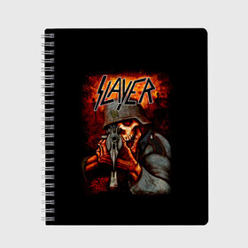 Тетрадь с принтом Slayer в Кировске, 100% бумага | 48 листов, плотность листов — 60 г/м2, плотность картонной обложки — 250 г/м2. Листы скреплены сбоку удобной пружинной спиралью. Уголки страниц и обложки скругленные. Цвет линий — светло-серый
 | kerry king | musical group | repentless | slayer | tom araya | метал | том арайа | трэш