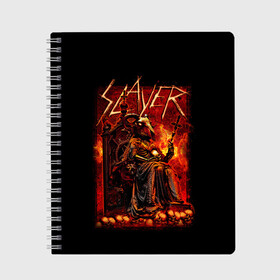 Тетрадь с принтом Slayer в Кировске, 100% бумага | 48 листов, плотность листов — 60 г/м2, плотность картонной обложки — 250 г/м2. Листы скреплены сбоку удобной пружинной спиралью. Уголки страниц и обложки скругленные. Цвет линий — светло-серый
 | kerry king | musical group | repentless | slayer | tom araya | метал | том арайа | трэш