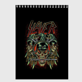 Скетчбук с принтом Slayer в Кировске, 100% бумага
 | 48 листов, плотность листов — 100 г/м2, плотность картонной обложки — 250 г/м2. Листы скреплены сверху удобной пружинной спиралью | kerry king | musical group | repentless | slayer | tom araya | метал | том арайа | трэш