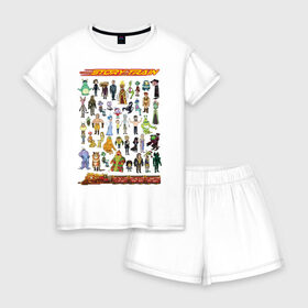 Женская пижама с шортиками хлопок с принтом Story Train в Кировске, 100% хлопок | футболка прямого кроя, шорты свободные с широкой мягкой резинкой | rick and morty | vdzabma | рик и морти