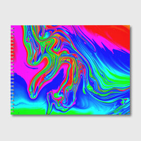 Альбом для рисования с принтом Краска в Кировске, 100% бумага
 | матовая бумага, плотность 200 мг. | абстракция | брызги | краска | лето | море | неон | океан | пальма | радуга | разводы | текстура | цвет краски