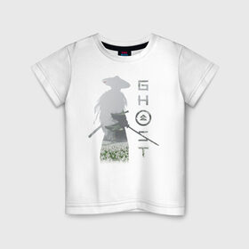 Детская футболка хлопок с принтом TRDGhoTsuhim в Кировске, 100% хлопок | круглый вырез горловины, полуприлегающий силуэт, длина до линии бедер | Тематика изображения на принте: катана | отвага | призрак | самурай | честь