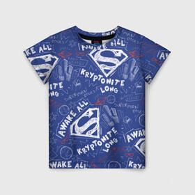 Детская футболка 3D с принтом Awake all в Кировске, 100% гипоаллергенный полиэфир | прямой крой, круглый вырез горловины, длина до линии бедер, чуть спущенное плечо, ткань немного тянется | Тематика изображения на принте: man | steel | superman | vdzajul | супермен | супермэн