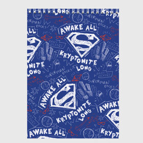 Скетчбук с принтом Awake all в Кировске, 100% бумага
 | 48 листов, плотность листов — 100 г/м2, плотность картонной обложки — 250 г/м2. Листы скреплены сверху удобной пружинной спиралью | Тематика изображения на принте: man | steel | superman | vdzajul | супермен | супермэн