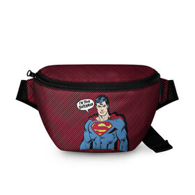 Поясная сумка 3D с принтом I am your Superman в Кировске, 100% полиэстер | плотная ткань, ремень с регулируемой длиной, внутри несколько карманов для мелочей, основное отделение и карман с обратной стороны сумки застегиваются на молнию | man | steel | superman | vdzajul | супермен | супермэн