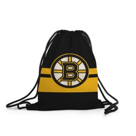 Рюкзак-мешок 3D с принтом BOSTON BRUINS NHL в Кировске, 100% полиэстер | плотность ткани — 200 г/м2, размер — 35 х 45 см; лямки — толстые шнурки, застежка на шнуровке, без карманов и подкладки | black | boston | bruins | hockey | ice | logo | nhl | sport | usa | бостон | брюинз | логотип | нхл | спорт | хоккей