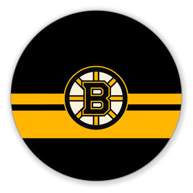 Коврик для мышки круглый с принтом BOSTON BRUINS NHL в Кировске, резина и полиэстер | круглая форма, изображение наносится на всю лицевую часть | black | boston | bruins | hockey | ice | logo | nhl | sport | usa | бостон | брюинз | логотип | нхл | спорт | хоккей