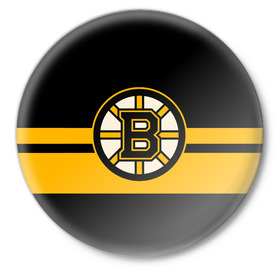Значок с принтом BOSTON BRUINS NHL в Кировске,  металл | круглая форма, металлическая застежка в виде булавки | Тематика изображения на принте: black | boston | bruins | hockey | ice | logo | nhl | sport | usa | бостон | брюинз | логотип | нхл | спорт | хоккей