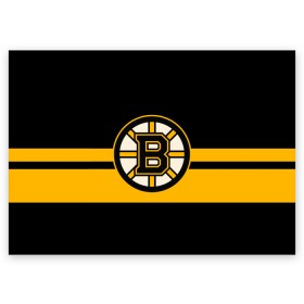 Поздравительная открытка с принтом BOSTON BRUINS NHL в Кировске, 100% бумага | плотность бумаги 280 г/м2, матовая, на обратной стороне линовка и место для марки
 | Тематика изображения на принте: black | boston | bruins | hockey | ice | logo | nhl | sport | usa | бостон | брюинз | логотип | нхл | спорт | хоккей