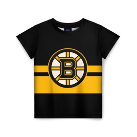 Детская футболка 3D с принтом BOSTON BRUINS NHL в Кировске, 100% гипоаллергенный полиэфир | прямой крой, круглый вырез горловины, длина до линии бедер, чуть спущенное плечо, ткань немного тянется | black | boston | bruins | hockey | ice | logo | nhl | sport | usa | бостон | брюинз | логотип | нхл | спорт | хоккей