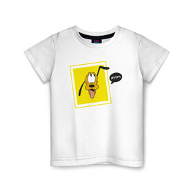 Детская футболка хлопок с принтом Плуто в Кировске, 100% хлопок | круглый вырез горловины, полуприлегающий силуэт, длина до линии бедер | pluto | плуто