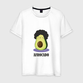 Мужская футболка хлопок с принтом Авокадик в Кировске, 100% хлопок | прямой крой, круглый вырез горловины, длина до линии бедер, слегка спущенное плечо. | авокадик | авокадо | афрокадо.