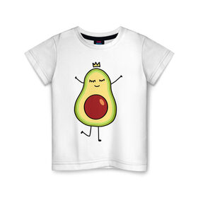 Детская футболка хлопок с принтом Милое авокадо в Кировске, 100% хлопок | круглый вырез горловины, полуприлегающий силуэт, длина до линии бедер | авокадо | милое